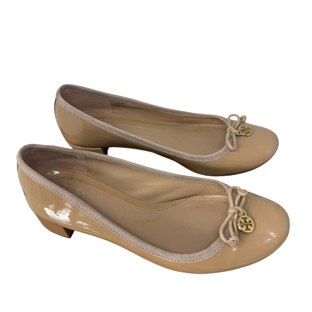 Tory Burch Chelsea Nude Patent Leather Pump Heels Preppy Office Capsule Womens 6